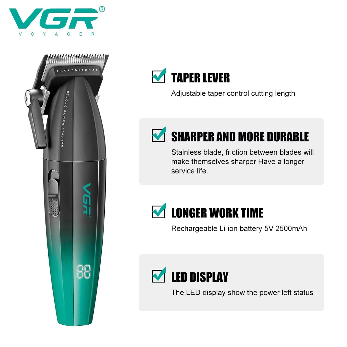 Barber Clippers Professional Trimmer Adjustable Haircut 9000 RPM Hair Cutting Machine Electric Hair Clippers Men V-003 V-906